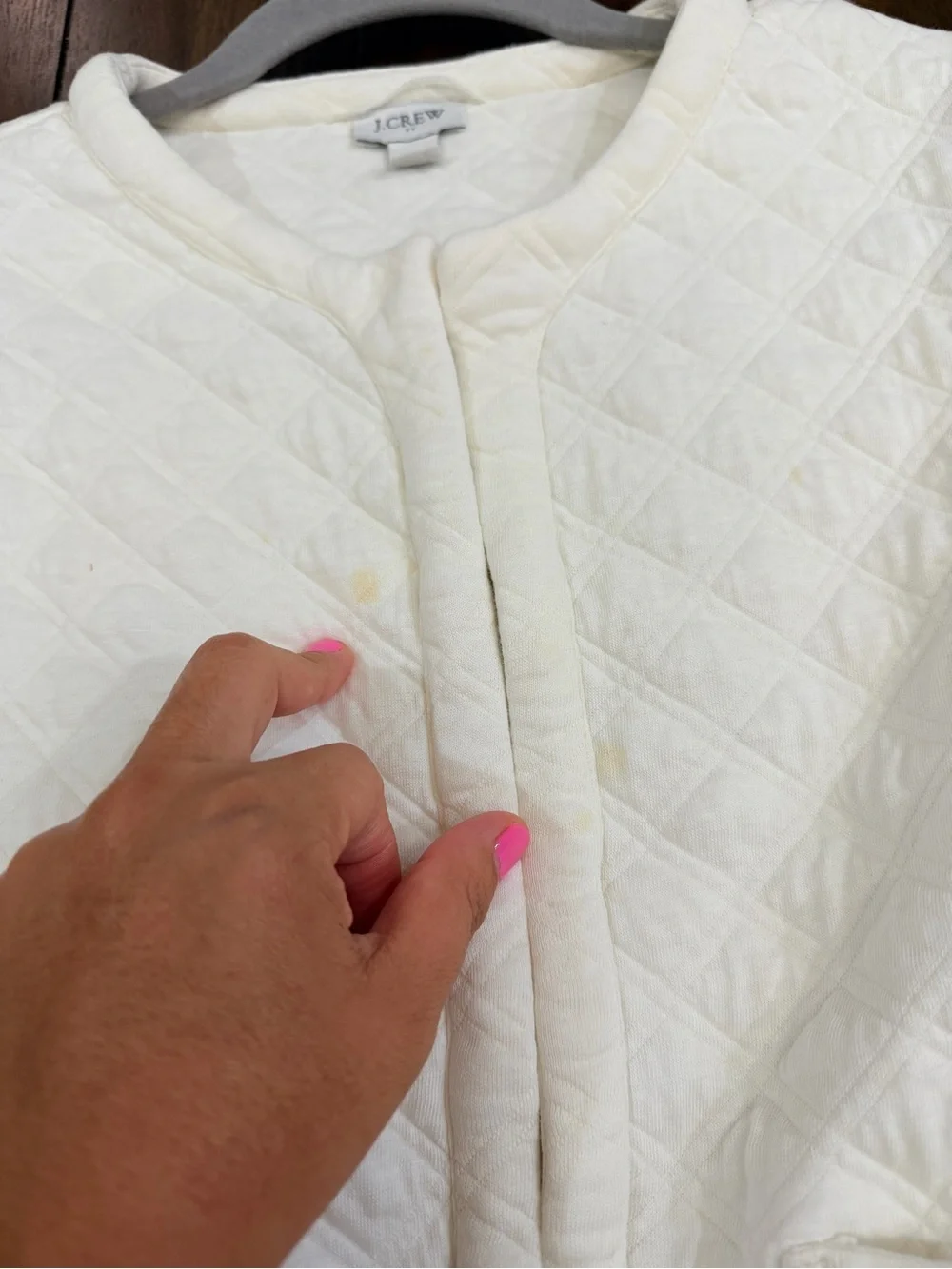 J.Crew Factory Quilted Lady Jacket Ivory Cream Open Front Textured Womens XS
